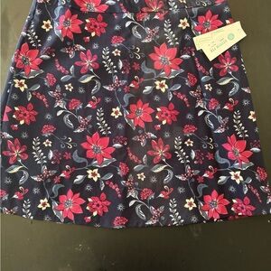 Elegant Floral A-Line Skirt in Navy and Red